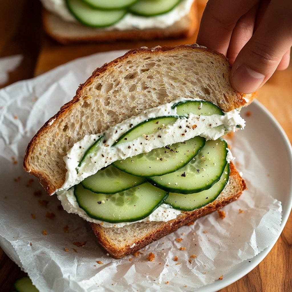 Light Cucumber Cream Cheese Sandwich Lunch