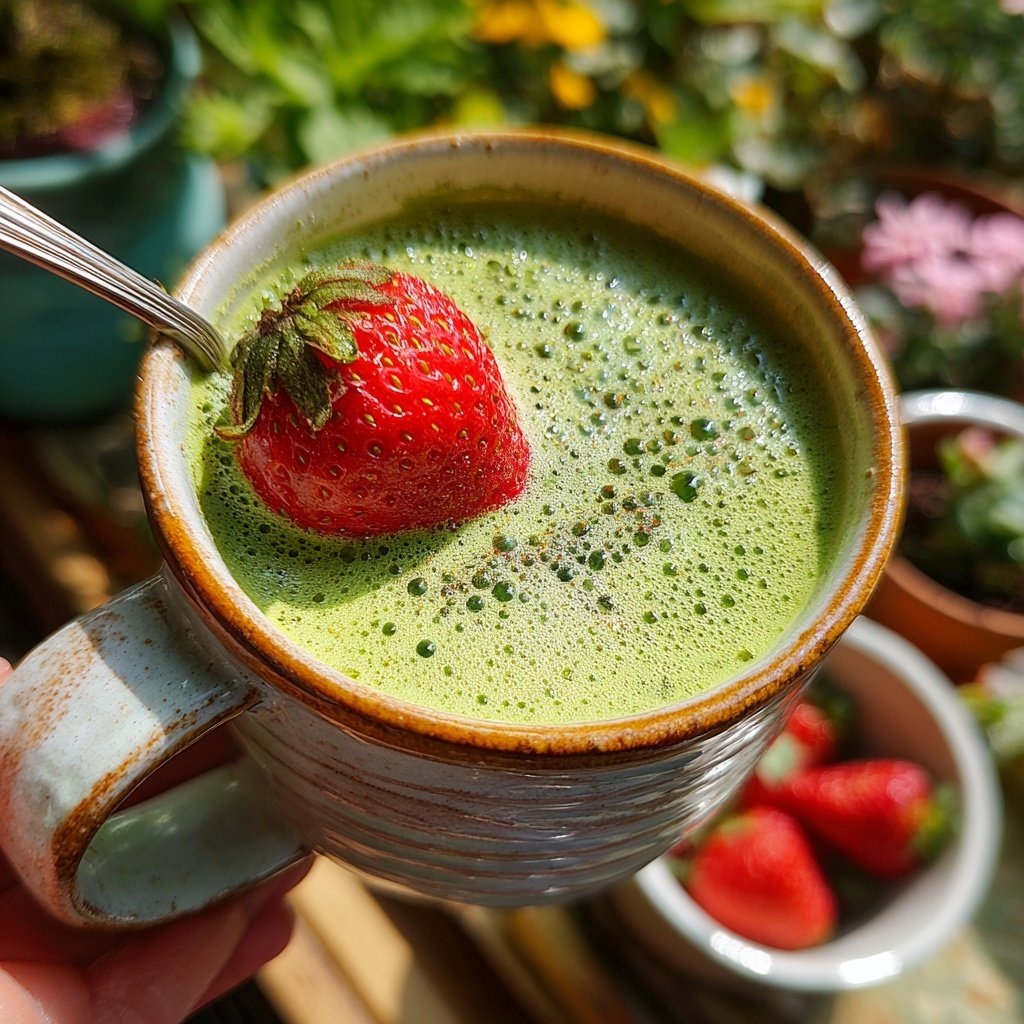 Warm Strawberry Matcha Latte