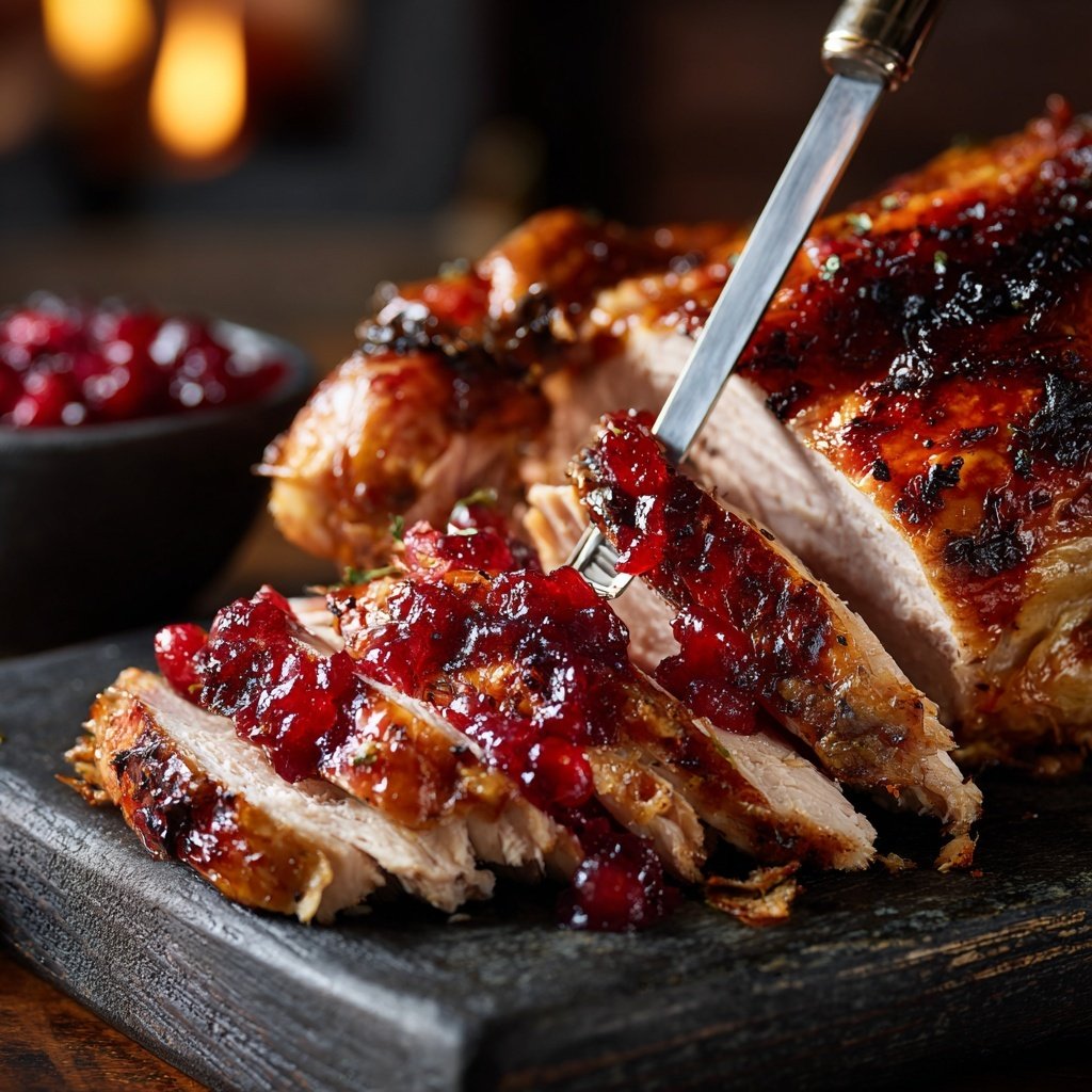 Roasted Turkey with Cranberry Glaze