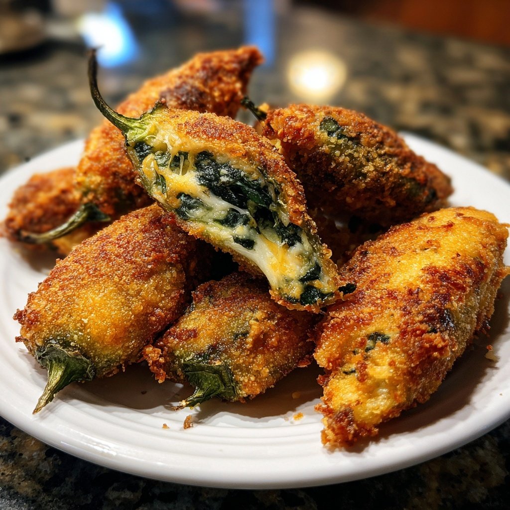 Jalapeno Poppers with Spinach Filling