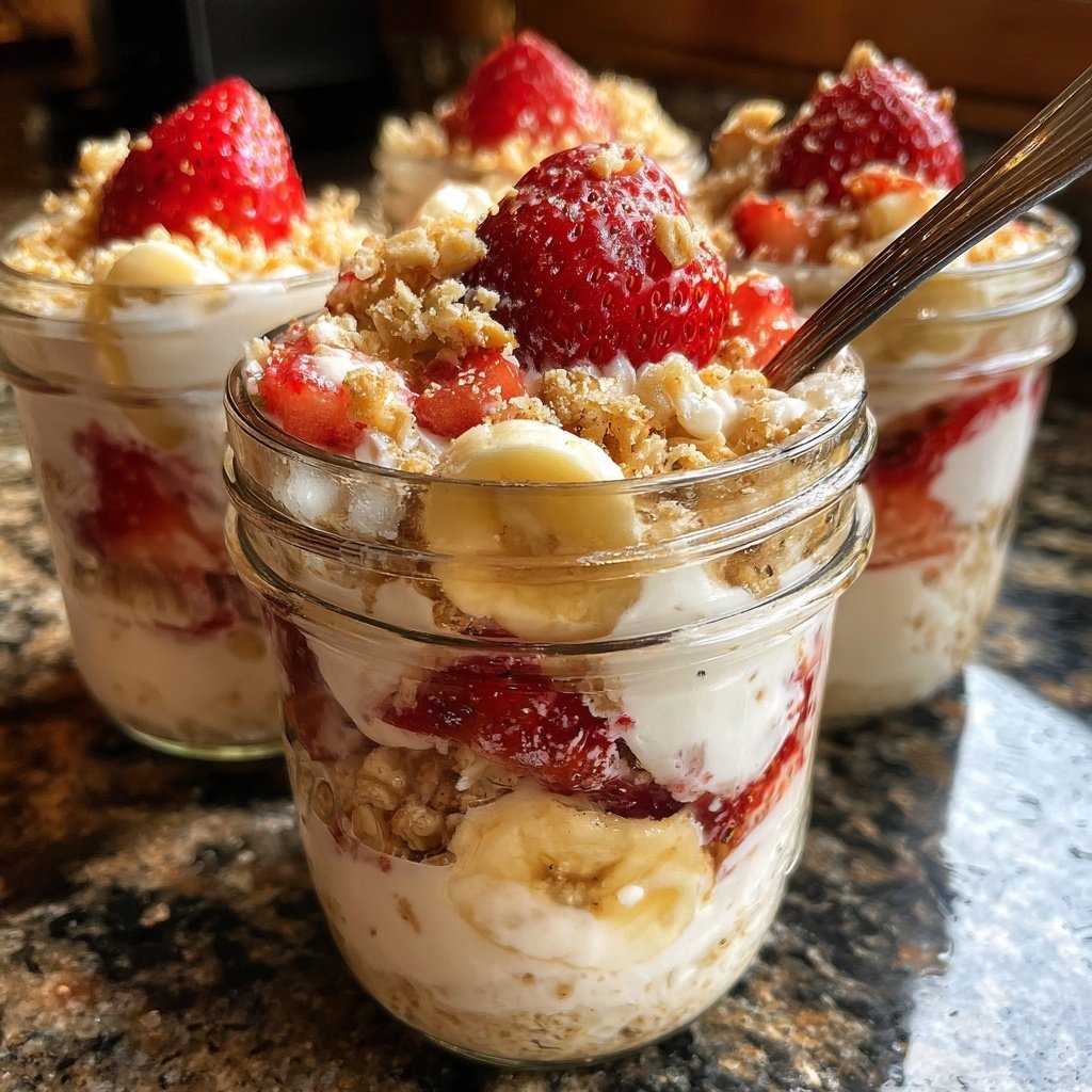 Strawberry Banana Breakfast Jars